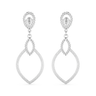 Brinco Elegance Gala Animia - Prateado Luxo com Gota e Elos Cravejados - 5,7cm
