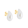 Brinco Gota Orgânica Off-White com Pino Banhado a Ouro