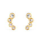 Brinco Dourado com 4 Pontos de Luz em Zircônia