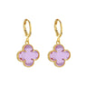 Brinco Trevo Rosé Animia - Dourado Premium com Zircônia Rosa - 3cm