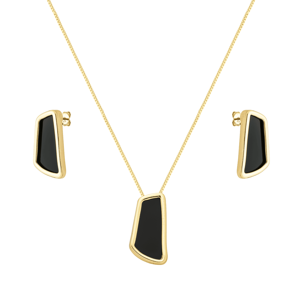 Conjunto Dourado Estilo Orgânico Preto