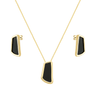 Conjunto Geométrico Rectangle Noir Anímia — Colar e Brincos Banhados a Ouro