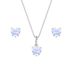 Conjunto de Coração Roxo em Zircônia Prata 925