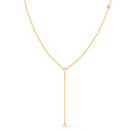 Colar Dourado Gravatinha com Pontos de Luz em Zircônia