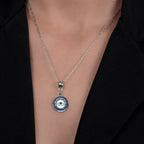 Colar Prateado Medalha Olho Grego - Galeria