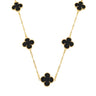 Colar Onyx Fortune Animia - Dourado com 5 Trevos Pretos - 45cm