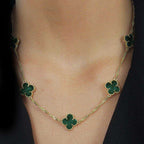Colar Dourado 5 Trevos Verde - Galeria