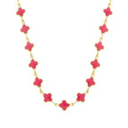 Colar Dourado de Trevos Rosas