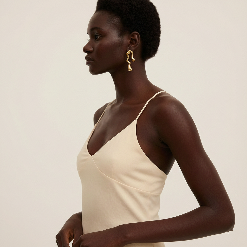 Brinco Orgânico Dourado de Gota | Banho Ouro 24K Premium Antialérgico | Design Fluido e Único