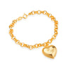 Pulseira Amor Eterno Animia: Elo Português Dourado com Coração