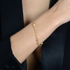 Pulseira Dourada Elo Português com Esferas - Galeria