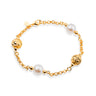 Pulseira Celebração Animia: Elo Português Dourado com Pérolas e Esferas