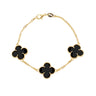 Pulseira Trevos Clássica - Zircônia Negra (Banho Ouro 24k)