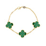 Pulseira Trevos Clássica - Zircônia Verde Esmeralda (Banho Ouro 24k)