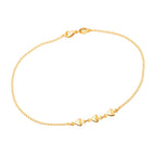 Tornozeleira Dourada 3 Corações Lisa