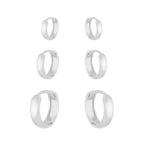 Trio de Argolas Lisas em Prata 925