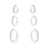 Trio de Argolinhas Cravejadas - Prata 925 (Kit 3 Pares)