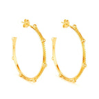 Brinco Dourado de Argola com Corrente Esferas e Pérolas