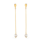 Brinco Dourado de Corrente com Pérola