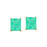 Brinco Retangular Dourado com Pedra Verde Esmeralda Animia - Semijoia Moderna Feminina - 1cm
