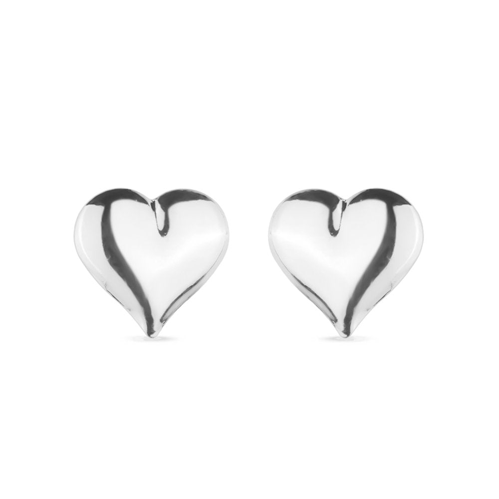 Brinco Prateado de Coração Médio