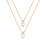 Colar Dourado Duplo de Coração em Cristal