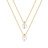 Colar Duplo Coração Cristal Dourado Animia - Semijoia Feminina Romântica - 45cm
