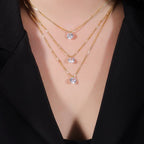 Colar Dourado Triplo 3 Pontos de Luz em Zircônia - Galeria