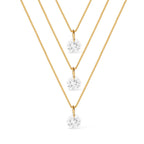 Colar Dourado Triplo 3 Pontos de Luz em Zircônia