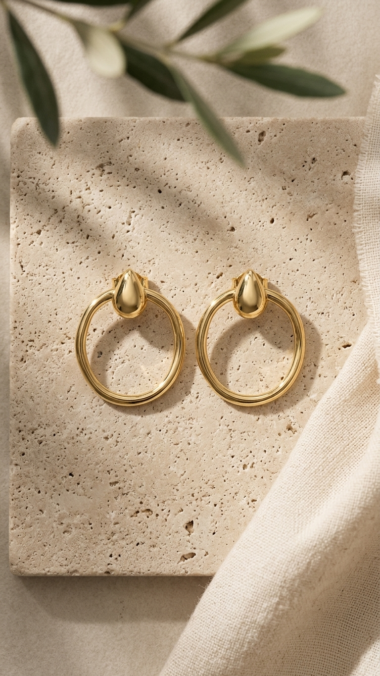 Brinco Dourado de Gota com Argola