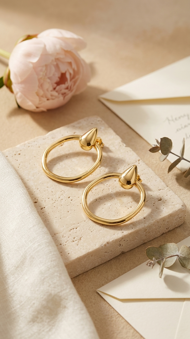 Brinco Dourado de Gota com Argola