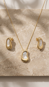 Conjunto Orgânico Galet Nacre Anímia — Colar e Brincos Banhados a Ouro