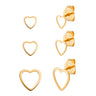Trio Amor Animia: Brincos Coração Dourado